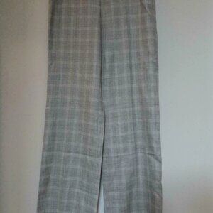 New GIORGIO ARMANI Grey Multi Color Wool Silk Linen Check Pants 46/12 Italy